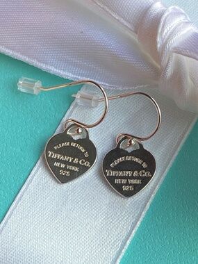 Tiffany Co Return to Tiffany & Co Mini Heart tag French Hook Earrings 925